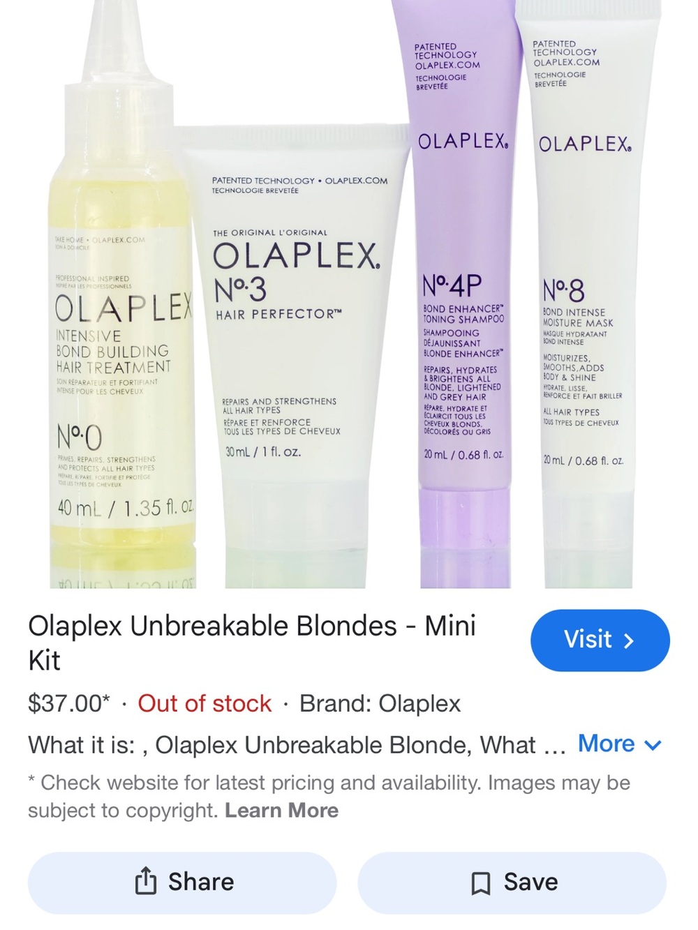OLAPLEX Unbreakable Blondes Mini Kit - Brighten and Repair - Picture 3 of 4
